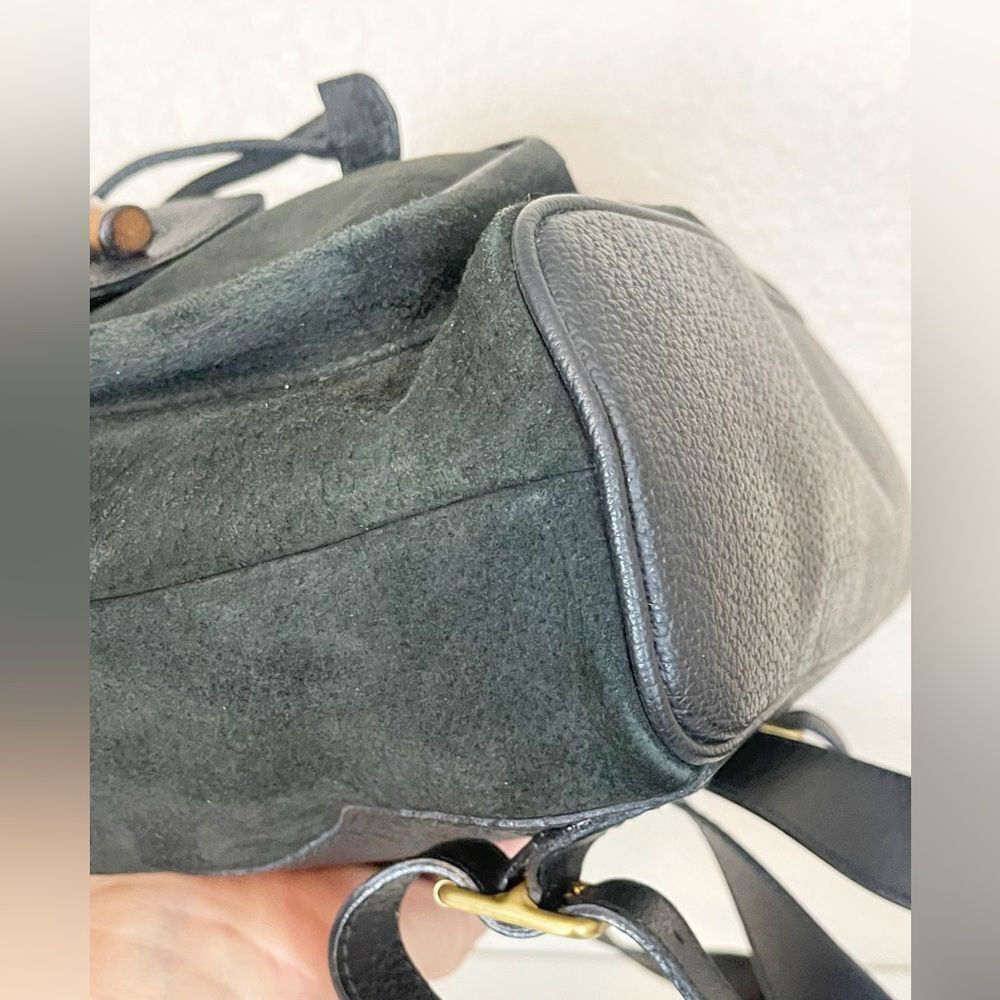 Gucci Black Suede Backpack with Bamboo Details - Picture 10 of 15